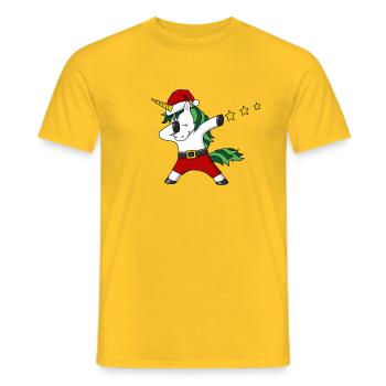 Christmas unicorn dabing Santa Claus - Men's T-Shirt - yellow - Front - AI Model Male 178 dark (178cm)