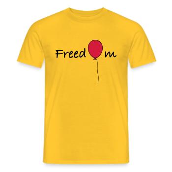 freedom - Men's T-Shirt - yellow - Front - AI Model Male 178 dark (178cm)