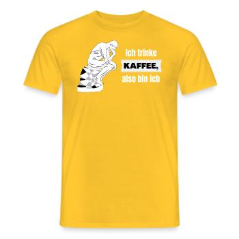 Ich trinke Kaffee, also bin ich - Bürohumor - Männer T-Shirt - Gelb - Vorne - AI Model Male 178 dark (178cm)