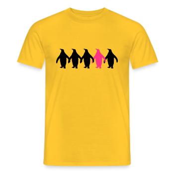 Be Different Pinguine Muster Lustig - Männer T-Shirt - Gelb - Vorne - AI Model Male 178 dark (178cm)