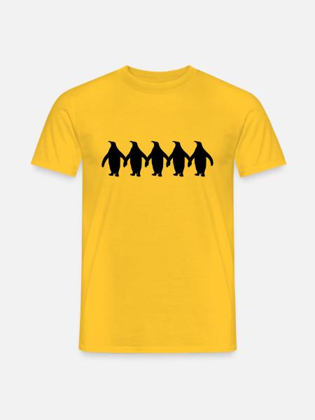 Pinguine Kette Hände Halten Muster Lustig - Männer T-Shirt - Gelb