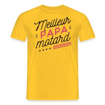 papa motard Edition 2023 - T-shirt homme - jaune - Devant - AI Model Male 178 dark (178cm)