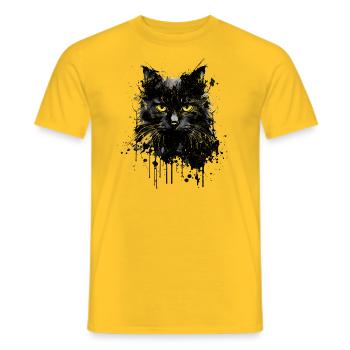 Noir chat yeux jaunes museau chaton encre - T-shirt homme - jaune - Devant - AI Model Male 178 dark (178cm)