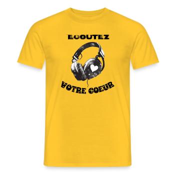Ecoutez votre coeur - T-shirt homme - jaune - Devant - AI Model Male 178 dark (178cm)