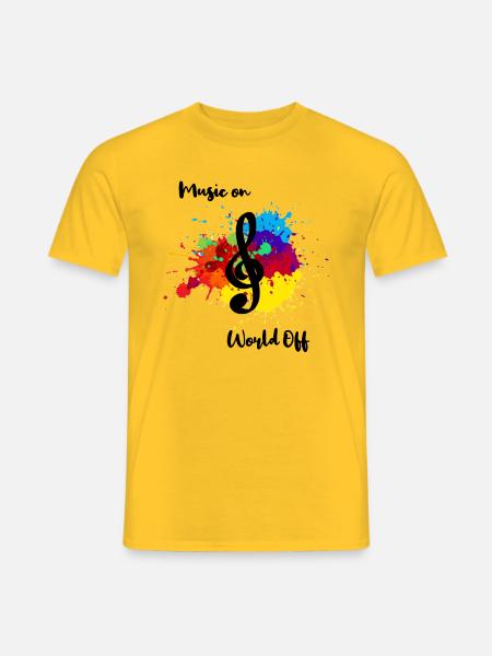 music on world off - Männer T-Shirt - Gelb