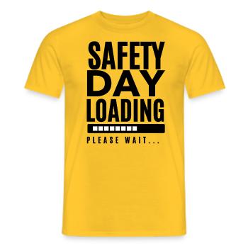 Safety Day Loading - Please Wait | Safety Day Gift - Men's T-Shirt - yellow - Front - AI Model Male 178 dark (178cm)