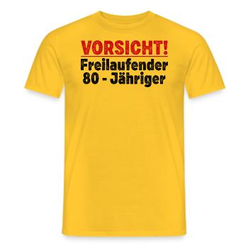 80. Geburtstag Männer Frauen Lustig 80 Jahre - Männer T-Shirt - Gelb - Vorne - AI Model Male 178 dark (178cm)