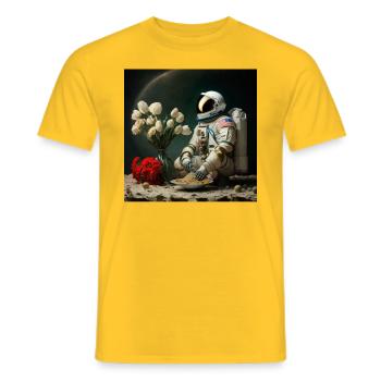 Streetware Kunst Retro Blumen Träumerisch Sand Wow - Männer T-Shirt - Gelb - Vorne - AI Model Male 178 dark (178cm)