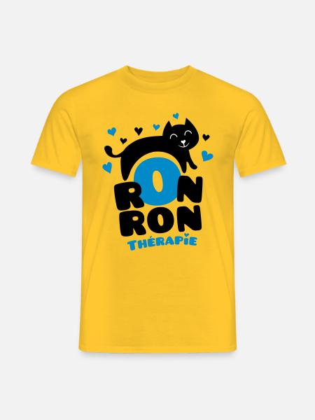 Ronronthérapie, pour les amoureux des chats ! - T-shirt homme - jaune