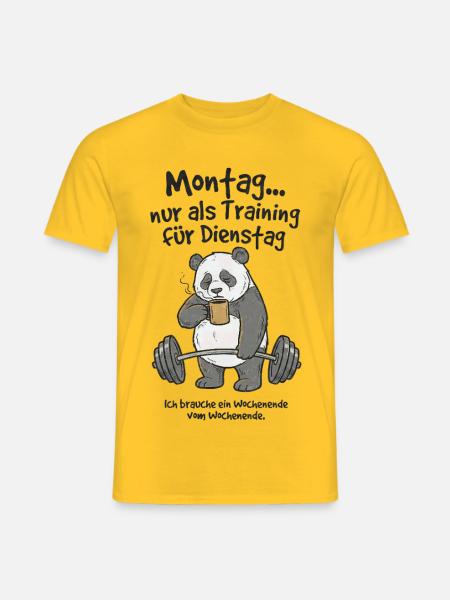 Panda Montagstraining: Von Montag zu Dienstag - Männer T-Shirt - Gelb