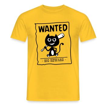 Katze von der Polizei gesucht! Humor Katze! - Männer T-Shirt - Gelb - Vorne - AI Model Male 178 dark (178cm)