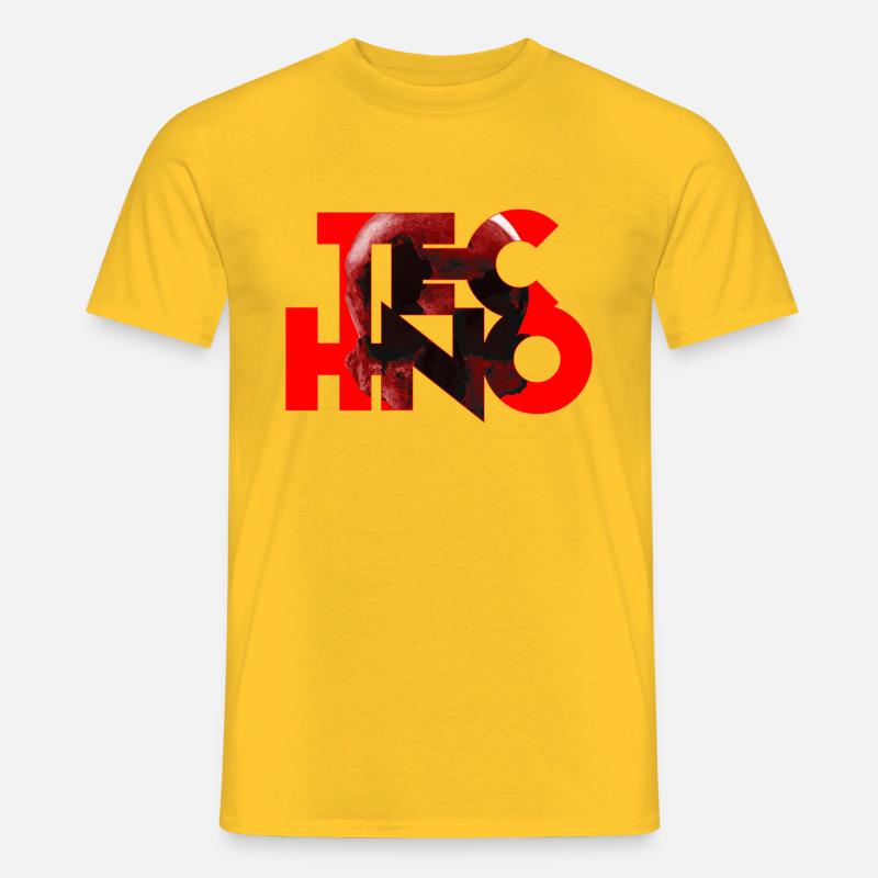 techno red skull logo - Männer T-Shirt - Gelb