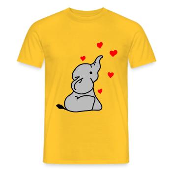 Elefant Herz Liebe - Männer T-Shirt - Gelb - Vorne - AI Model Male 178 dark (178cm)