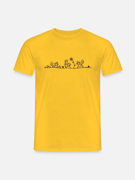 Happy Chickens Line Art - Men's T-Shirt - yellow