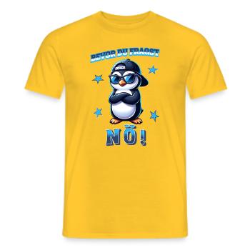 Avant de demander : Non - T-shirt homme - jaune - Devant - AI Model Male 178 dark (178cm)