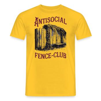 Asocial Fence Club Introvertierte Sarkastische Kunst - Männer T-Shirt - Gelb - Vorne - AI Model Male 178 dark (178cm)