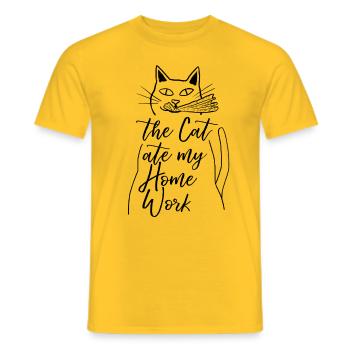 The Cat Ate My Homework - Men's T-Shirt - yellow - Front - AI Model Male 178 dark (178cm)
