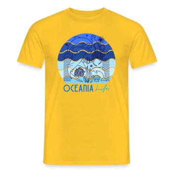 Oceania design - Men's T-Shirt - yellow - Front - AI Model Male 178 dark (178cm)