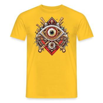 Das Auge der Maschine: Eine Steampunk-Kreation - Männer T-Shirt - Gelb - Vorne - AI Model Male 178 dark (178cm)