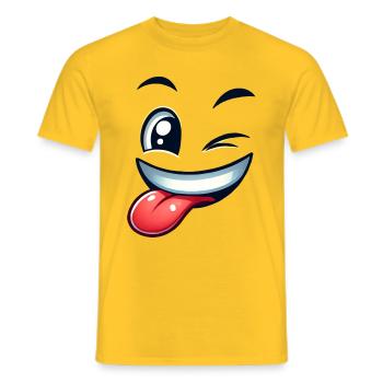 Cool lächelndes Gesicht - Männer T-Shirt - Gelb - Vorne - AI Model Male 178 dark (178cm)