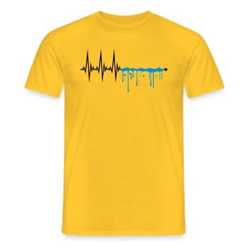 gouttes de pulvérisation humide graffiti ondes fréquence de ligne - T-shirt homme - jaune - Devant - AI Model Male 178 dark (178cm)