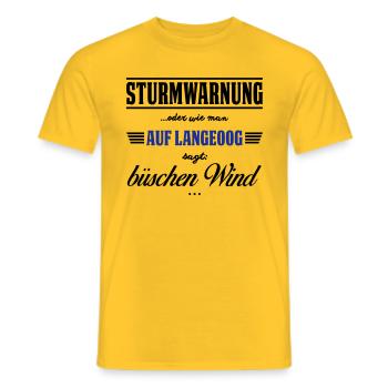 Sturmwarnung Langeoog - büschen Wind - Männer T-Shirt - Gelb - Vorne - AI Model Male 178 dark (178cm)