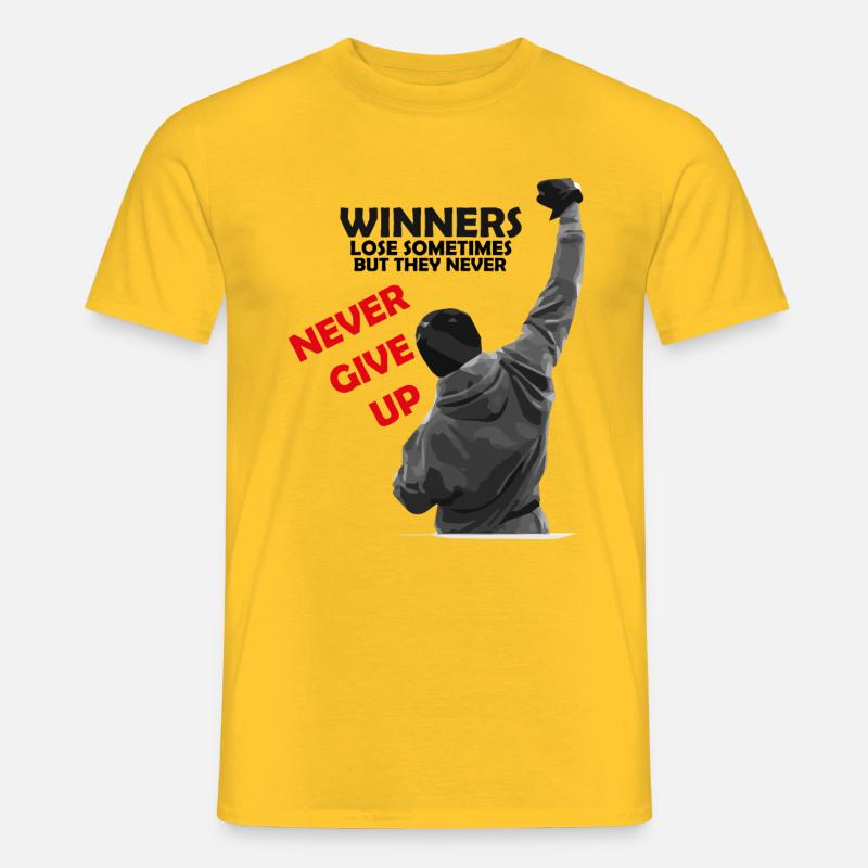 Winners Never Give Up Sieger Gewinner Motivation - Männer T-Shirt - Gelb