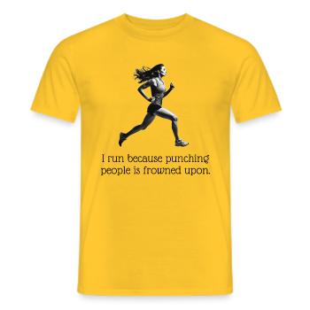 I run because punching people is frowned upon. - Men's T-Shirt - yellow - Front - AI Model Male 178 dark (178cm)