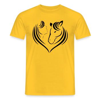 Horse, head, horse head, riding, silhouette, mane - Men's T-Shirt - yellow - Front - AI Model Male 178 dark (178cm)