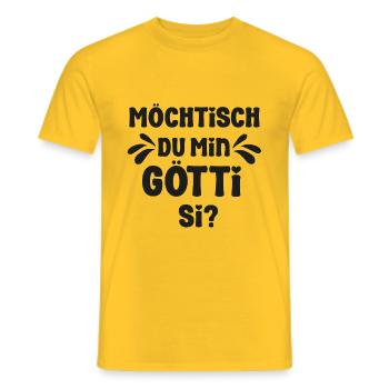 Götti fragen Patenonkel fragen Schweiz Lichtenstei - Männer T-Shirt - Gelb - Vorne - AI Model Male 178 dark (178cm)