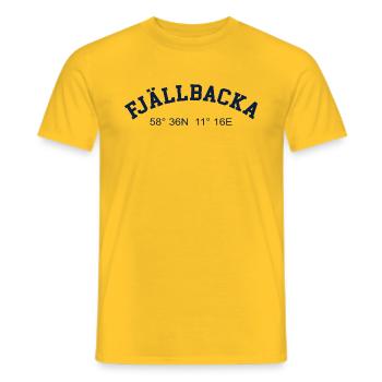 Fjällbacka Sweden Coordinates GPS Map Hiking - Men's T-Shirt - yellow - Front - AI Model Male 178 dark (178cm)