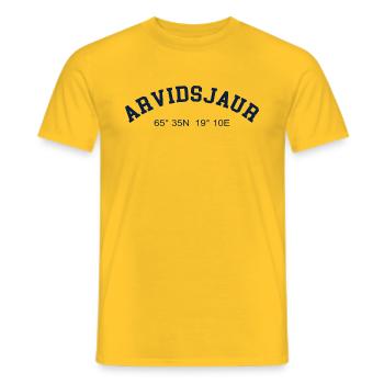 Arvidsjaur Sweden Coordinates GPS Map Hiking - Men's T-Shirt - yellow - Front - AI Model Male 178 dark (178cm)