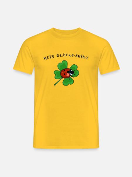 Mein Glücks-Shirt, Marienkäfer, Kleeblatt - Männer T-Shirt - Gelb