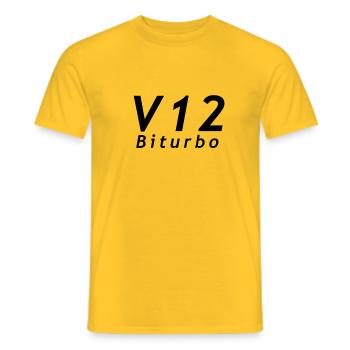 v12Biturbo - T-shirt homme - jaune - Devant - AI Model Male 178 dark (178cm)