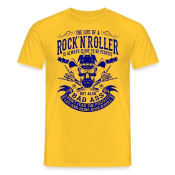 Rock´n´Roll Rockabilly Perfektes Leben Rocker - Männer T-Shirt - Gelb - Vorne - AI Model Male 178 dark (178cm)
