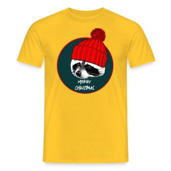 Lustiger Waschbär - Weihnachten - Männer T-Shirt - Gelb - Vorne - AI Model Male 178 dark (178cm)