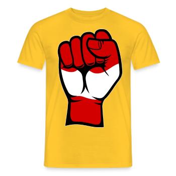Austria Flag Fist Hand Symbol - Men's T-Shirt - yellow - Front - AI Model Male 178 dark (178cm)