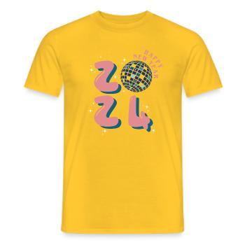 Bonne année 2024 - T-shirt homme - jaune - Devant - AI Model Male 178 dark (178cm)