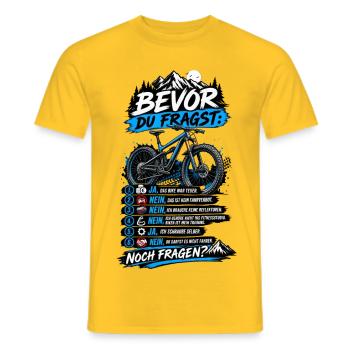 Bevor du fragst | Mountainbike MTB Humor - Männer T-Shirt - Gelb - Vorne - AI Model Male 178 dark (178cm)