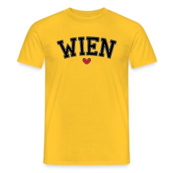 Wien Herz Schrift - Männer T-Shirt - Gelb - Vorne - AI Model Male 178 dark (178cm)