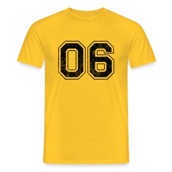 Numéro 06 - T-shirt homme - jaune - Devant - AI Model Male 178 dark (178cm)