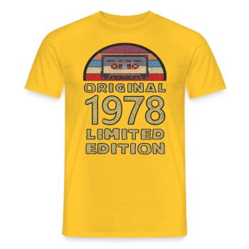 Né en 1978 Retro cassette anniversaire - T-shirt homme - jaune - Devant - AI Model Male 178 dark (178cm)