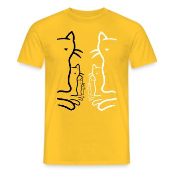 Retro Cats Cat Vintage 80s 90s - Men's T-Shirt - yellow - Front - AI Model Male 178 dark (178cm)