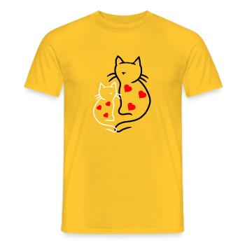 80er 90er Herz Herzen Katze Katzen Vintage Retro - Männer T-Shirt - Gelb - Vorne - AI Model Male 178 dark (178cm)