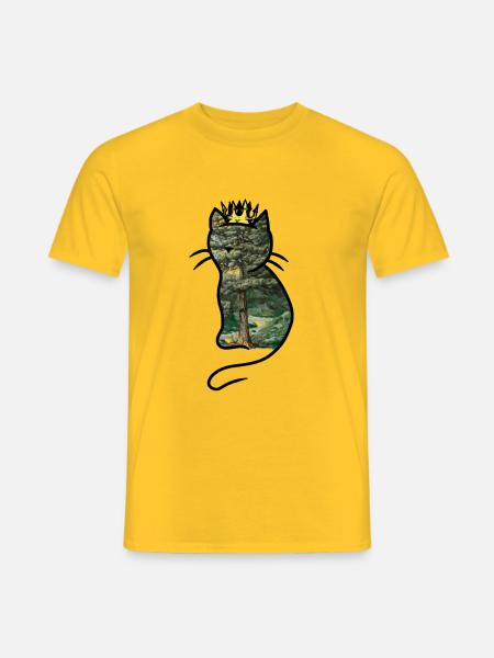 Gatto Regina della Foresta Fantasy Gatti Personaggio delle Fiabe - T-shirt uomo - giallo