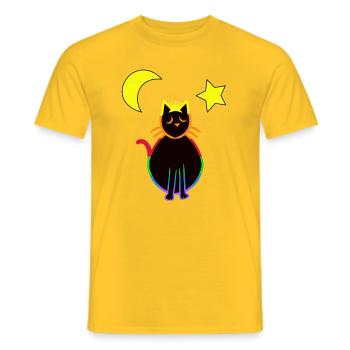 LGBT chat chats chaton arc-en-ciel drapeau - T-shirt homme - jaune - Devant - AI Model Male 178 dark (178cm)