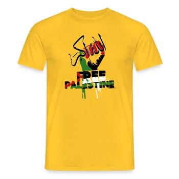 freedom - Men's T-Shirt - yellow - Front - AI Model Male 178 dark (178cm)