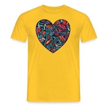 Herz - Männer T-Shirt - Gelb - Vorne - AI Model Male 178 dark (178cm)