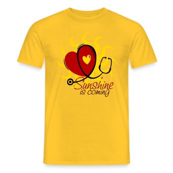 Heart Stethoscope - Sunshine is coming 1 - Men's T-Shirt - yellow - Front - AI Model Male 178 dark (178cm)