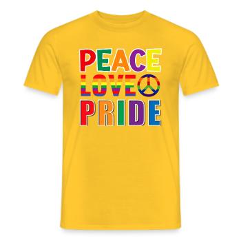 Peace Love pride LGBT - Men's T-Shirt - yellow - Front - AI Model Male 178 dark (178cm)